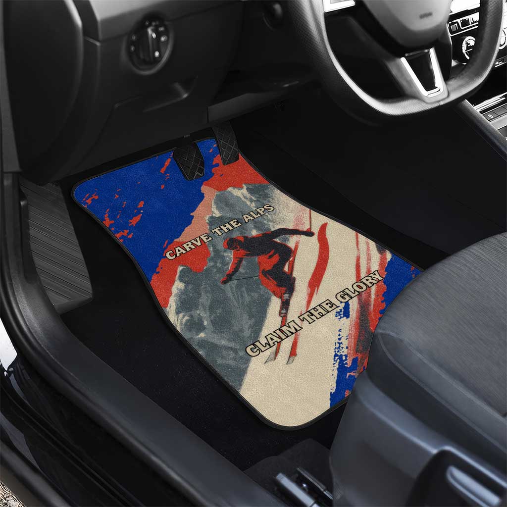 Liechtenstein Car Mats with Alpine Skiing Red Blue Design and Mountain Landscape - Wonder Print Shop