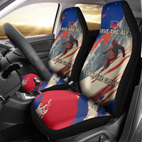 Liechtenstein Car Seat Cover with Alpine Skiing Red Blue Design and Mountain Landscape - Wonder Print Shop