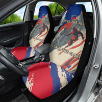Liechtenstein Car Seat Cover with Alpine Skiing Red Blue Design and Mountain Landscape - Wonder Print Shop