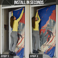 Liechtenstein Door Cover with Alpine Skiing Red Blue Design and Mountain Landscape - Wonder Print Shop