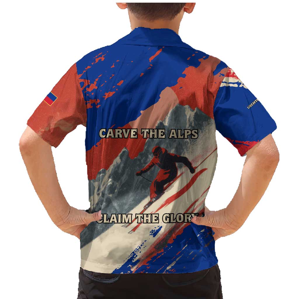 Liechtenstein Family Matching Mermaid Dress and Hawaiian Shirt with Alpine Skiing Red Blue Design and Mountain Landscape - Wonder Print Shop