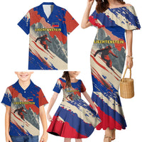 Liechtenstein Family Matching Mermaid Dress and Hawaiian Shirt with Alpine Skiing Red Blue Design and Mountain Landscape - Wonder Print Shop