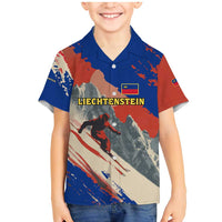 Liechtenstein Family Matching Mermaid Dress and Hawaiian Shirt with Alpine Skiing Red Blue Design and Mountain Landscape - Wonder Print Shop