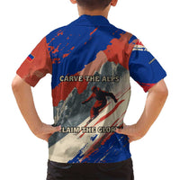 Liechtenstein Family Matching Off Shoulder Maxi Dress and Hawaiian Shirt with Alpine Skiing Red Blue Design and Mountain Landscape - Wonder Print Shop