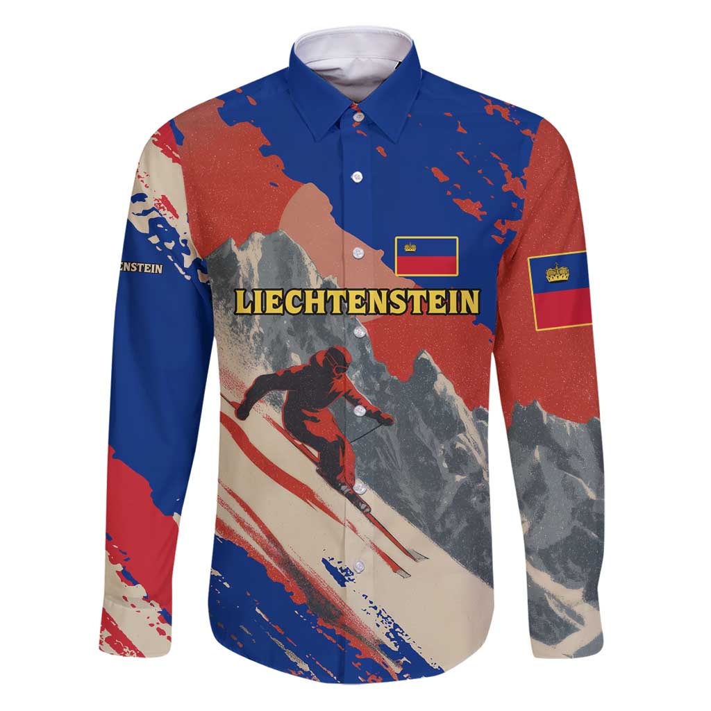 Liechtenstein Family Matching Puletasi and Hawaiian Shirt with Alpine Skiing Red Blue Design and Mountain Landscape - Wonder Print Shop