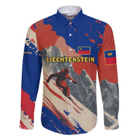 Liechtenstein Family Matching Short Sleeve Bodycon Dress and Hawaiian Shirt with Alpine Skiing Red Blue Design and Mountain Landscape - Wonder Print Shop