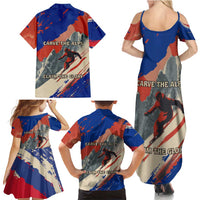 Liechtenstein Family Matching Summer Maxi Dress and Hawaiian Shirt with Alpine Skiing Red Blue Design and Mountain Landscape - Wonder Print Shop