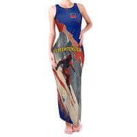 Liechtenstein Family Matching Tank Maxi Dress and Hawaiian Shirt with Alpine Skiing Red Blue Design and Mountain Landscape - Wonder Print Shop