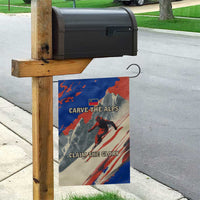 Liechtenstein Garden Flag with Alpine Skiing Red Blue Design and Mountain Landscape - Wonder Print Shop