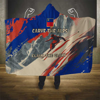 Liechtenstein Hooded Blanket with Alpine Skiing Red Blue Design and Mountain Landscape - Wonder Print Shop