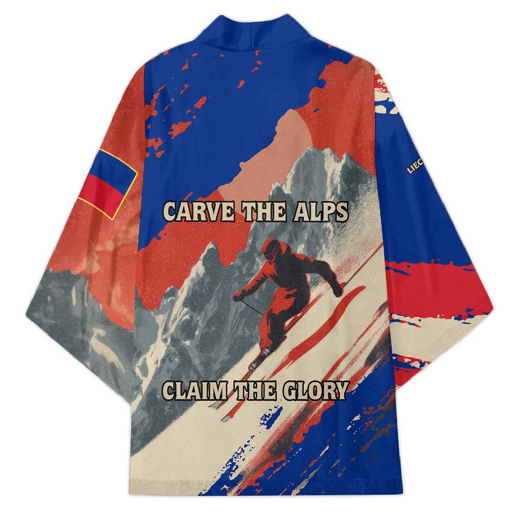 Liechtenstein Kimono with Alpine Skiing Red Blue Design and Mountain Landscape - Wonder Print Shop