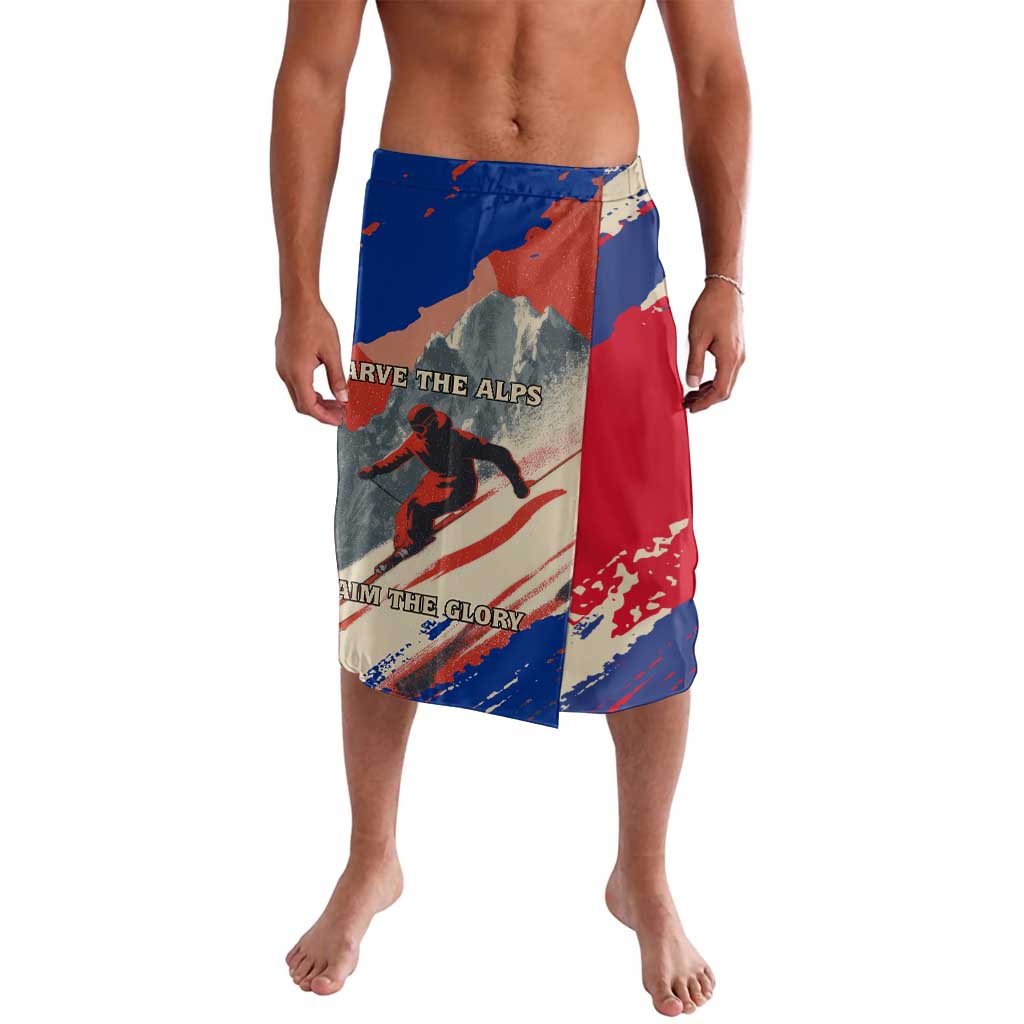 Liechtenstein Lavalava with Alpine Skiing Red Blue Design and Mountain Landscape - Wonder Print Shop
