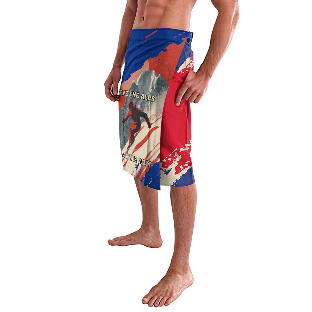 Liechtenstein Lavalava with Alpine Skiing Red Blue Design and Mountain Landscape - Wonder Print Shop