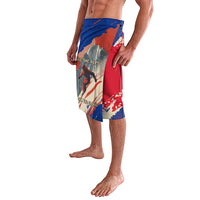 Liechtenstein Lavalava with Alpine Skiing Red Blue Design and Mountain Landscape - Wonder Print Shop