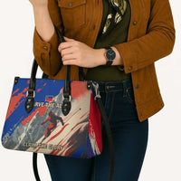 Liechtenstein Leather Bag with Alpine Skiing Red Blue Design and Mountain Landscape - Wonder Print Shop