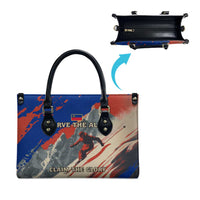 Liechtenstein Leather Bag with Alpine Skiing Red Blue Design and Mountain Landscape - Wonder Print Shop