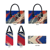 Liechtenstein Leather Bag with Alpine Skiing Red Blue Design and Mountain Landscape - Wonder Print Shop