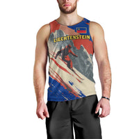 Liechtenstein Men Tank Top with Alpine Skiing Red Blue Design and Mountain Landscape - Wonder Print Shop