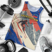 Liechtenstein Men Tank Top with Alpine Skiing Red Blue Design and Mountain Landscape - Wonder Print Shop
