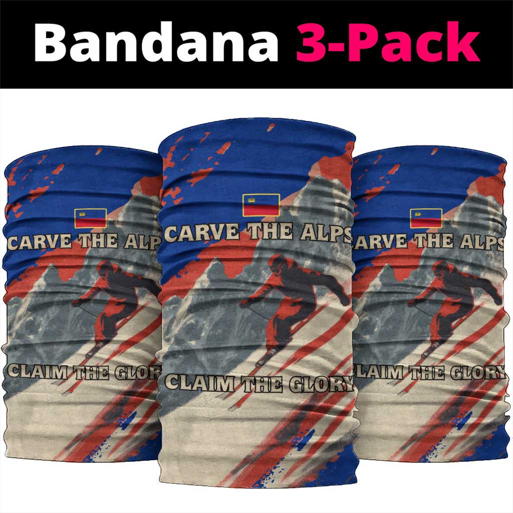 Liechtenstein Neck Gaiter with Alpine Skiing Red Blue Design and Mountain Landscape - Wonder Print Shop