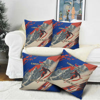 Liechtenstein Pillow Cover with Alpine Skiing Red Blue Design and Mountain Landscape - Wonder Print Shop