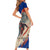 Liechtenstein Short Sleeve Bodycon Dress with Alpine Skiing Red Blue Design and Mountain Landscape - Wonder Print Shop