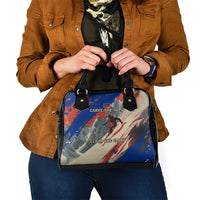 Liechtenstein Shoulder Handbag with Alpine Skiing Red Blue Design and Mountain Landscape - Wonder Print Shop