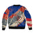 Liechtenstein Sleeve Zip Bomber Jacket with Alpine Skiing Red Blue Design and Mountain Landscape - Wonder Print Shop