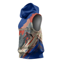 Liechtenstein Sleeveless Hoodie with Alpine Skiing Red Blue Design and Mountain Landscape - Wonder Print Shop