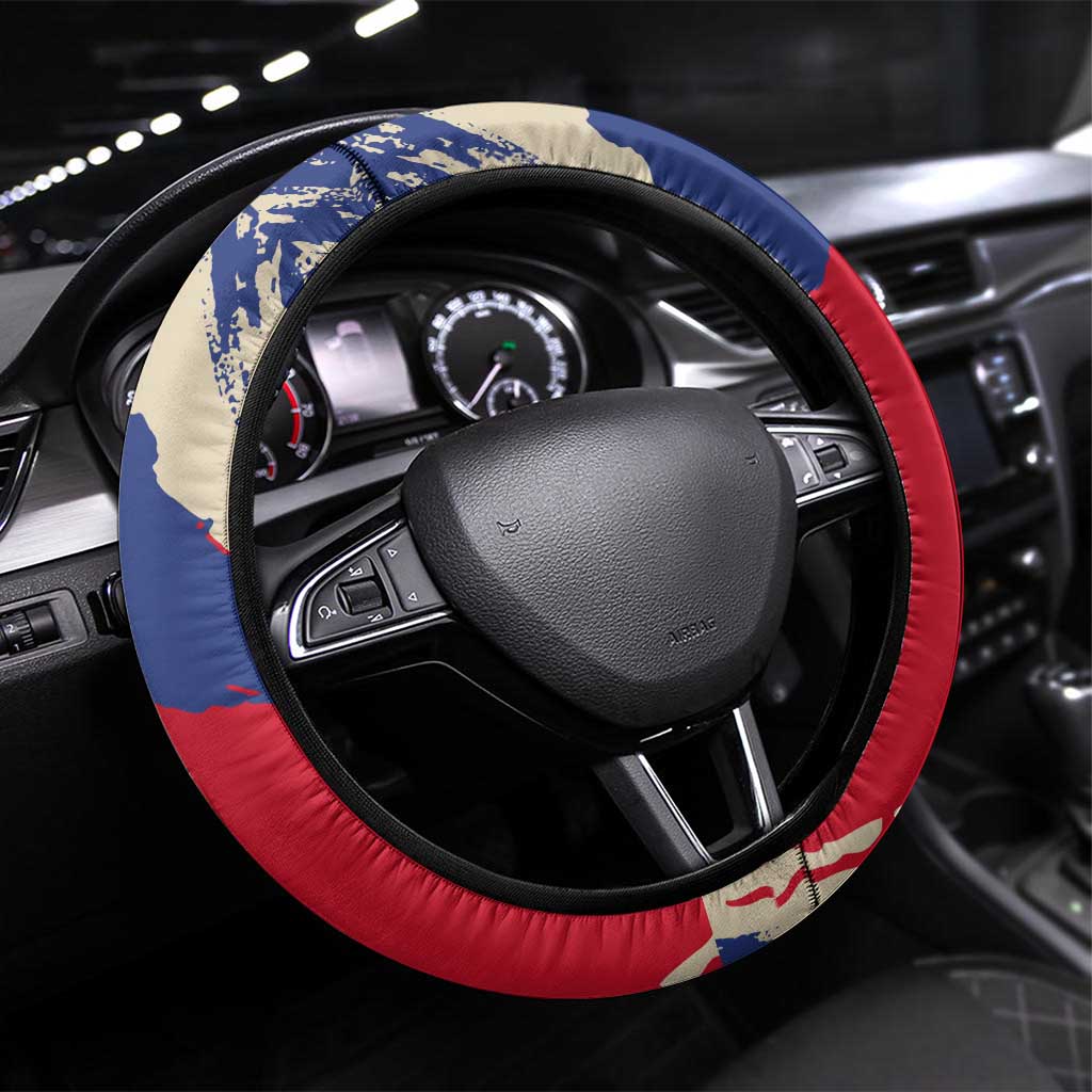 Liechtenstein Steering Wheel Cover with Alpine Skiing Red Blue Design and Mountain Landscape - Wonder Print Shop