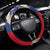 Liechtenstein Steering Wheel Cover with Alpine Skiing Red Blue Design and Mountain Landscape - Wonder Print Shop