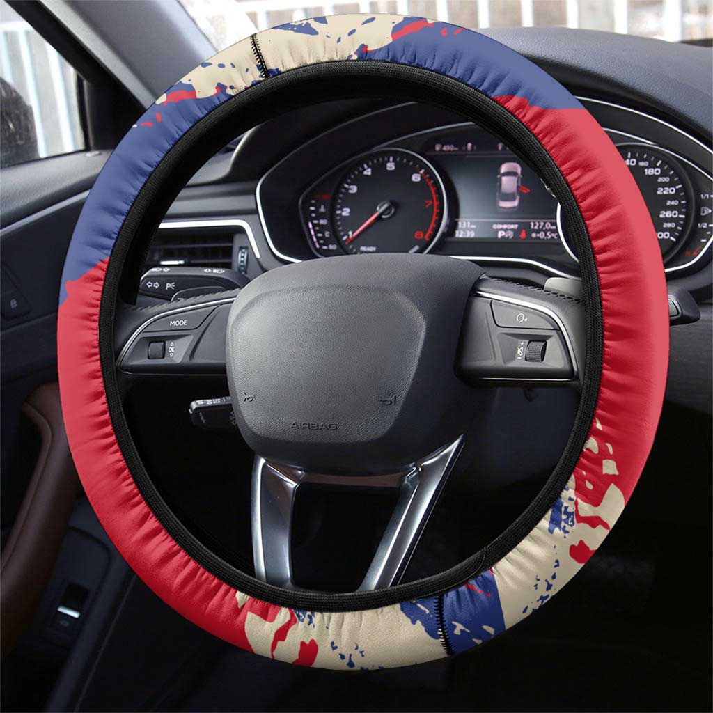 Liechtenstein Steering Wheel Cover with Alpine Skiing Red Blue Design and Mountain Landscape - Wonder Print Shop