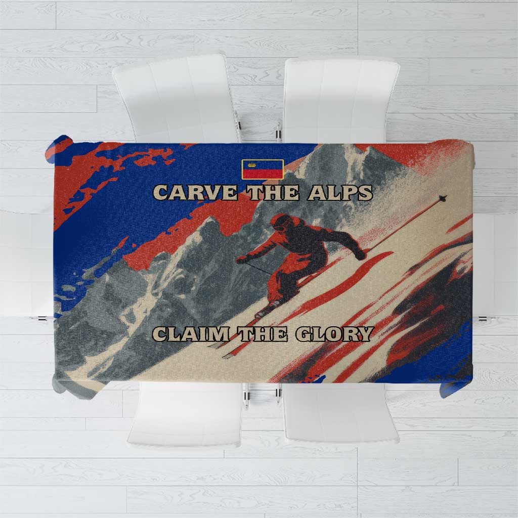 Liechtenstein Tablecloth with Alpine Skiing Red Blue Design and Mountain Landscape - Wonder Print Shop