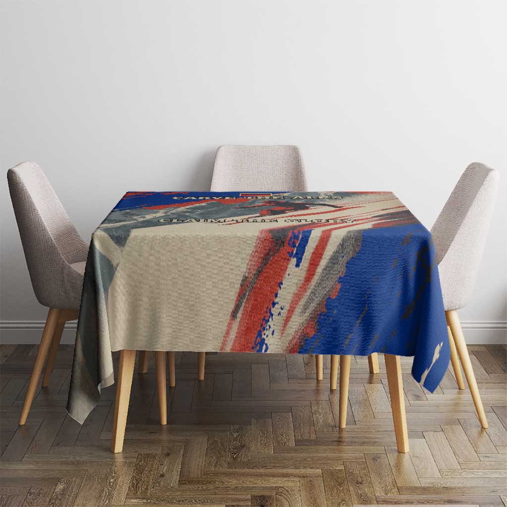 Liechtenstein Tablecloth with Alpine Skiing Red Blue Design and Mountain Landscape - Wonder Print Shop