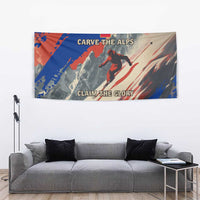Liechtenstein Tapestry with Alpine Skiing Red Blue Design and Mountain Landscape - Wonder Print Shop
