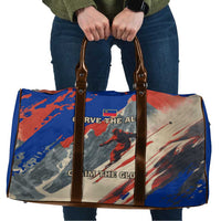 Liechtenstein Travel Bag with Alpine Skiing Red Blue Design and Mountain Landscape - Wonder Print Shop