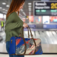 Liechtenstein Travel Bag with Alpine Skiing Red Blue Design and Mountain Landscape - Wonder Print Shop