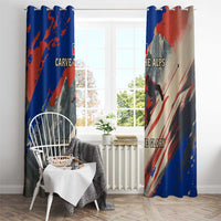 Liechtenstein Window Curtain with Alpine Skiing Red Blue Design and Mountain Landscape - Wonder Print Shop