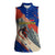 Liechtenstein Women Sleeveless Polo Shirt with Alpine Skiing Red Blue Design and Mountain Landscape - Wonder Print Shop