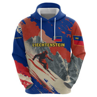 Liechtenstein Zip Hoodie with Alpine Skiing Red Blue Design and Mountain Landscape - Wonder Print Shop