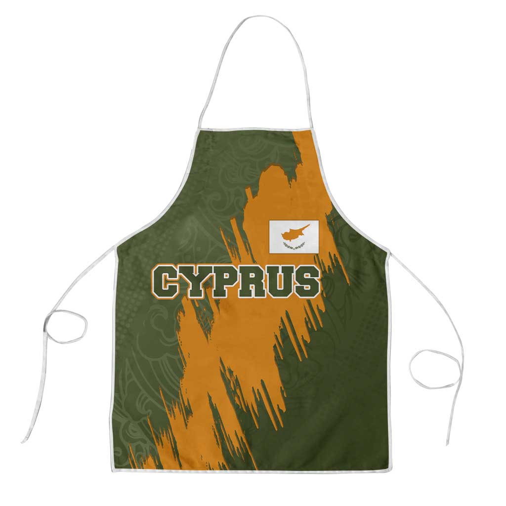 Cyprus Apron with Green Orange Brushstroke Design and National Emblem - Wonder Print Shop