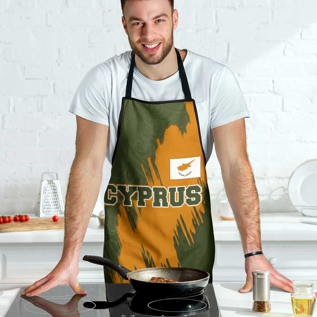 Cyprus Apron with Green Orange Brushstroke Design and National Emblem - Wonder Print Shop