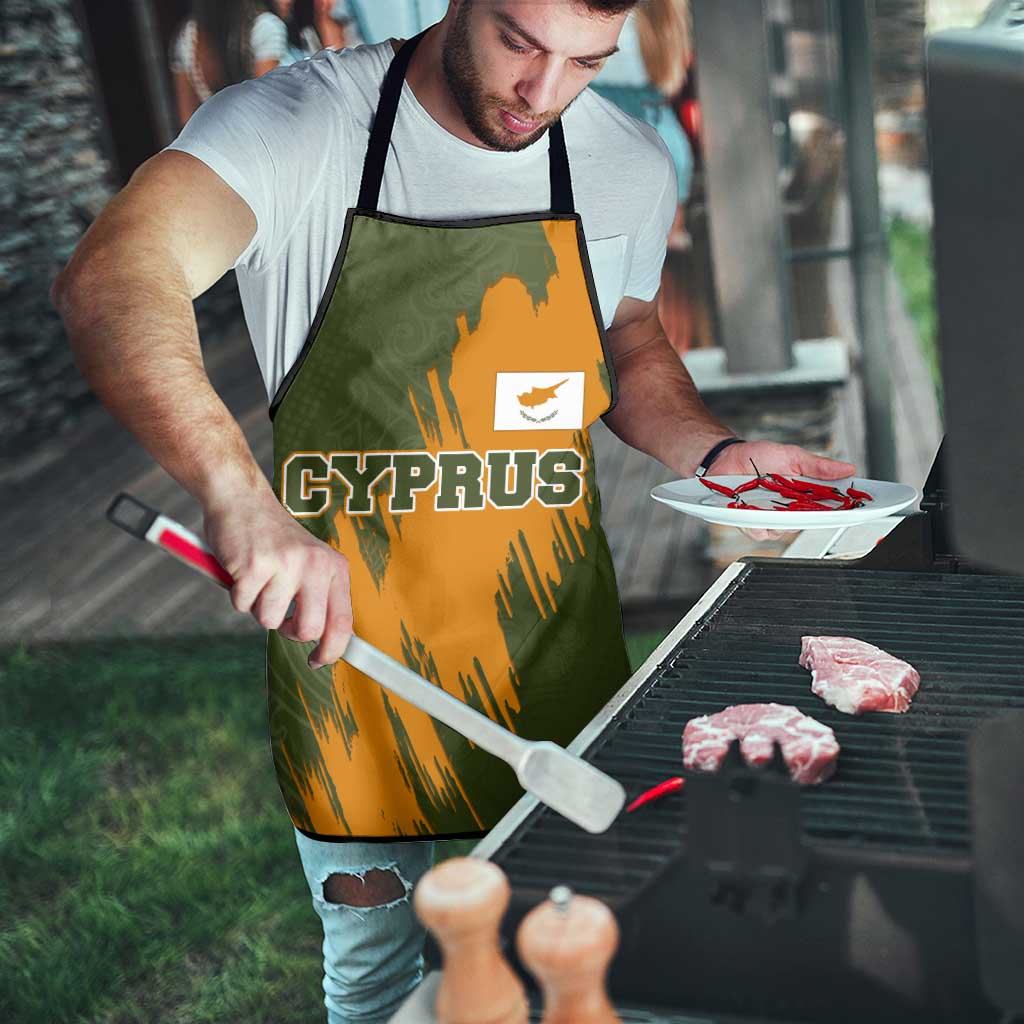 Cyprus Apron with Green Orange Brushstroke Design and National Emblem - Wonder Print Shop