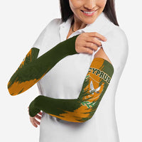Cyprus Arm Sleeves with Green Orange Brushstroke Design and National Emblem - Wonder Print Shop