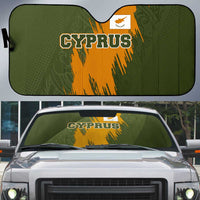 Cyprus Auto Sun Shade with Green Orange Brushstroke Design and National Emblem - Wonder Print Shop