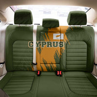Cyprus Back Car Seat Cover with Green Orange Brushstroke Design and National Emblem - Wonder Print Shop