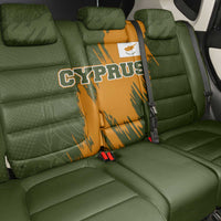 Cyprus Back Car Seat Cover with Green Orange Brushstroke Design and National Emblem - Wonder Print Shop