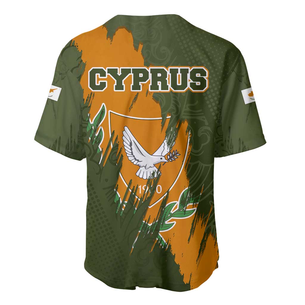 Cyprus Baseball Jersey with Green Orange Brushstroke Design and National Emblem - Wonder Print Shop