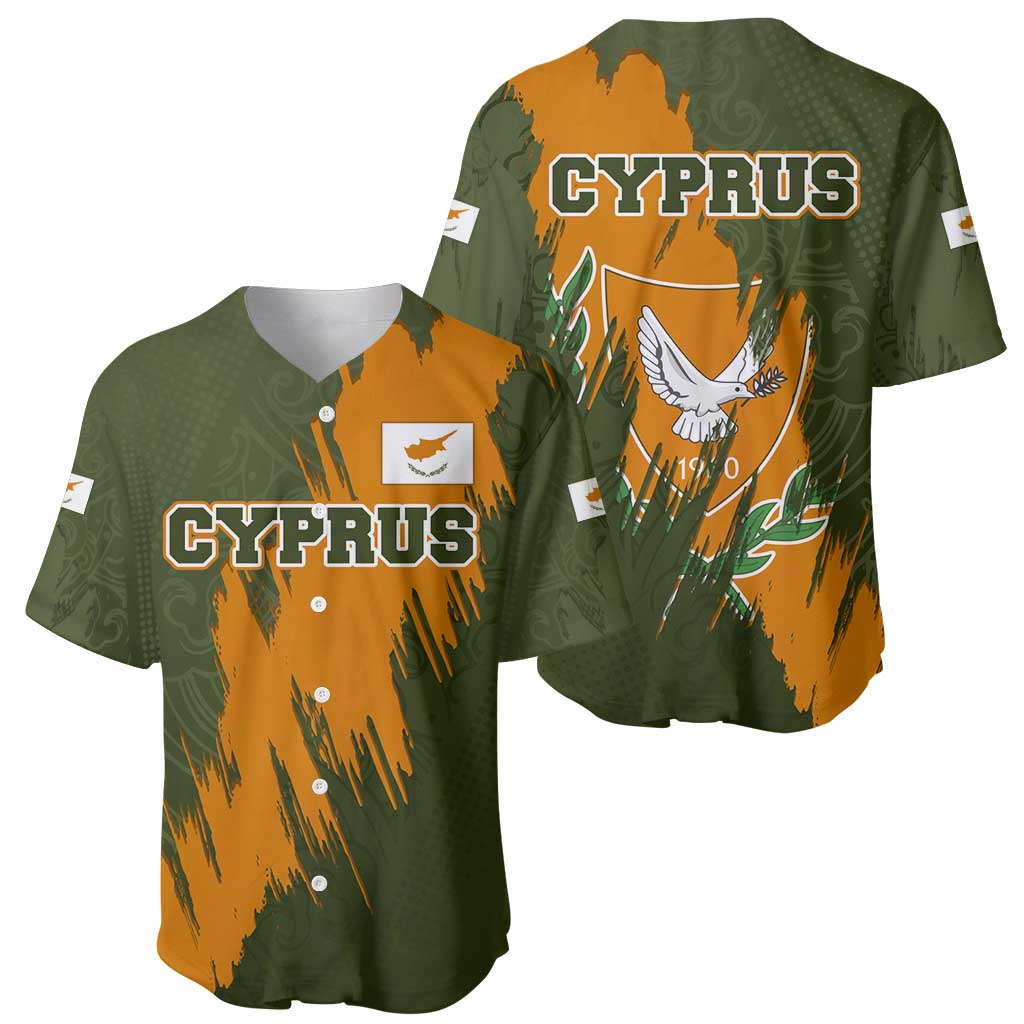 Cyprus Baseball Jersey with Green Orange Brushstroke Design and National Emblem - Wonder Print Shop