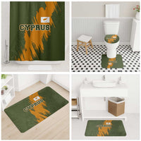 Cyprus Bathroom Set with Green Orange Brushstroke Design and National Emblem - Wonder Print Shop
